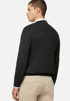 Anthracite Super Fine Cashmere Crew Neck Jumper|Boggi Milano Clearance