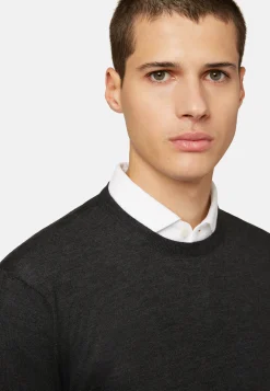 Anthracite Super Fine Cashmere Crew Neck Jumper|Boggi Milano Clearance