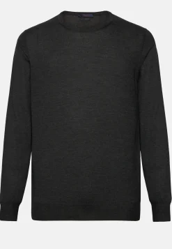 Anthracite Super Fine Cashmere Crew Neck Jumper|Boggi Milano Clearance