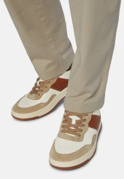Beige and Brown Leather Trainers|Boggi Milano Sale