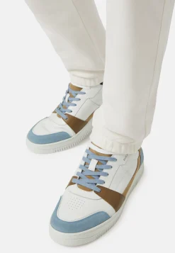 Beige and Sky Blue Leather Trainers|Boggi Milano Cheap