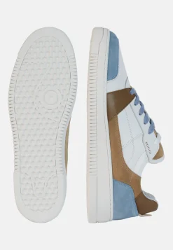 Beige and Sky Blue Leather Trainers|Boggi Milano Cheap