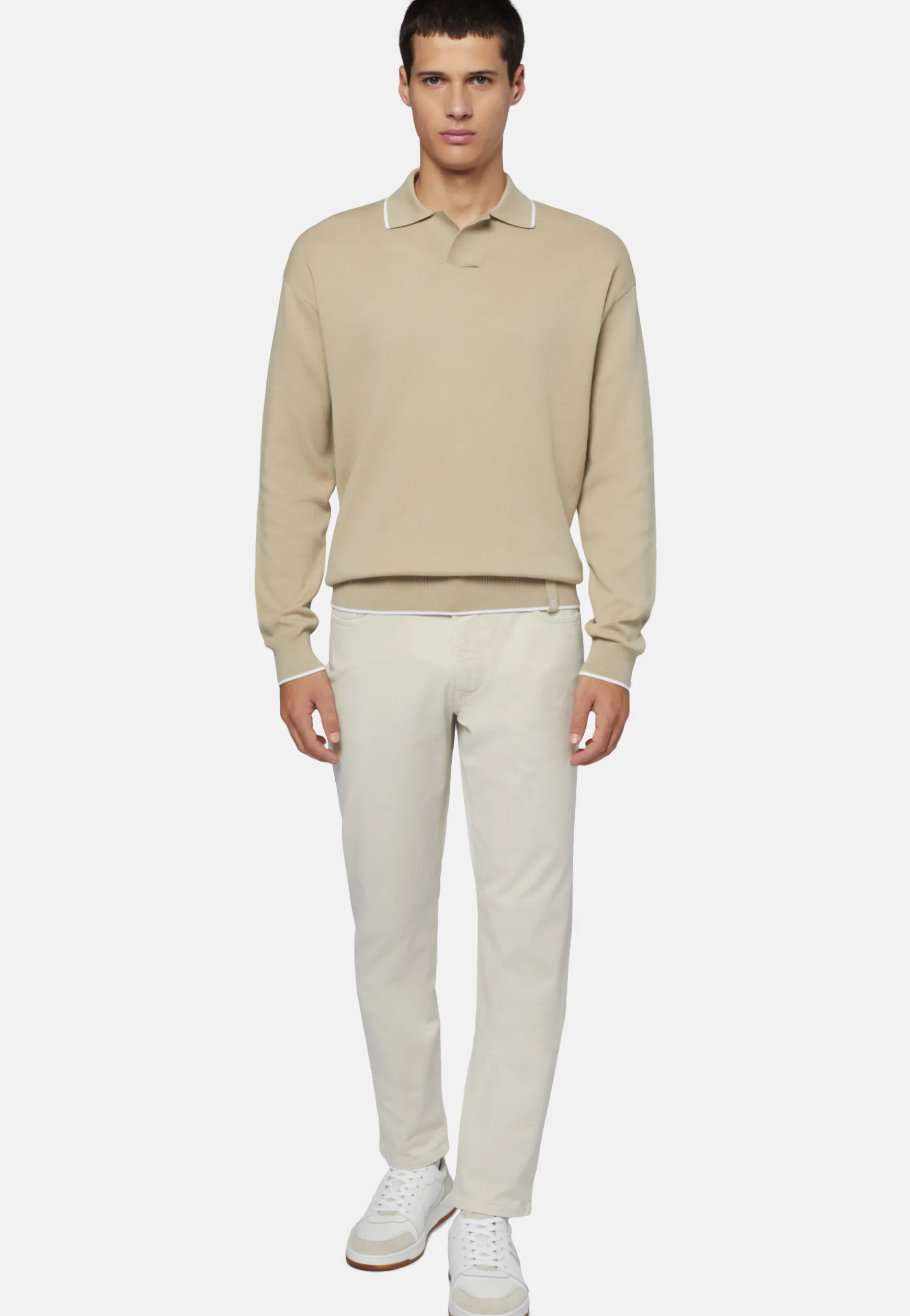 Cotton Open Neck Polo Jumper|Boggi Milano Sale