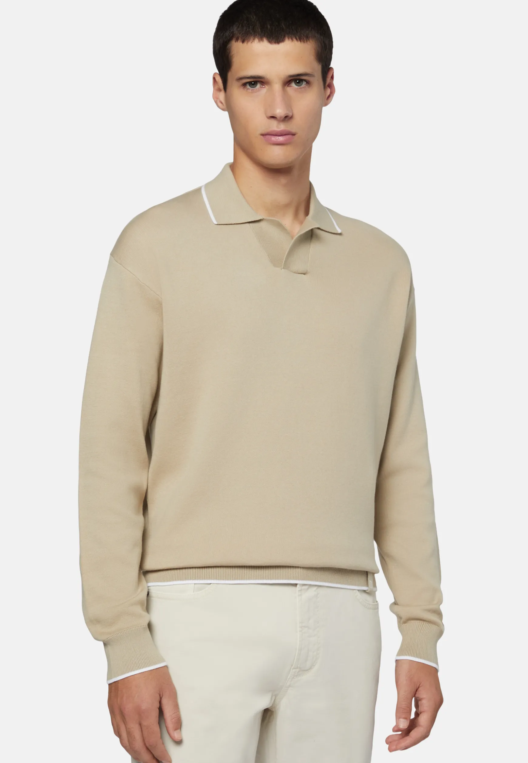 Cotton Open Neck Polo Jumper|Boggi Milano Sale