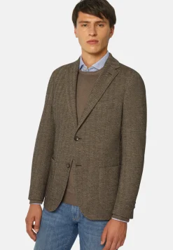 Herringbone Jacket In Wool And Cotton|Boggi Milano New
