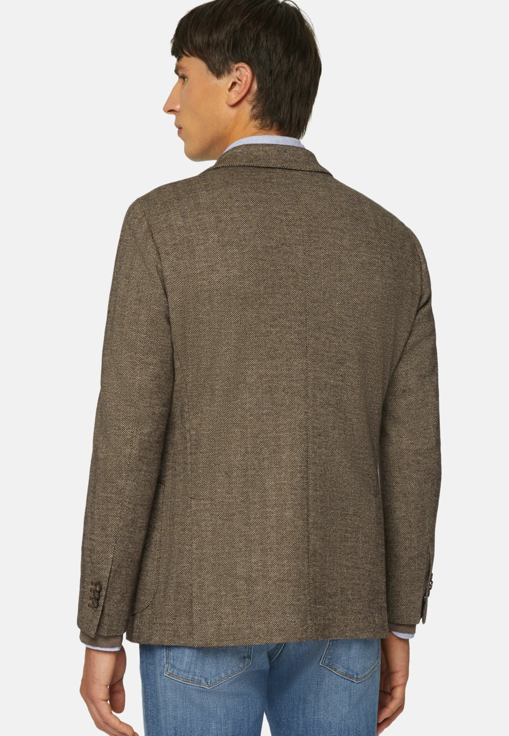Herringbone Jacket In Wool And Cotton|Boggi Milano New