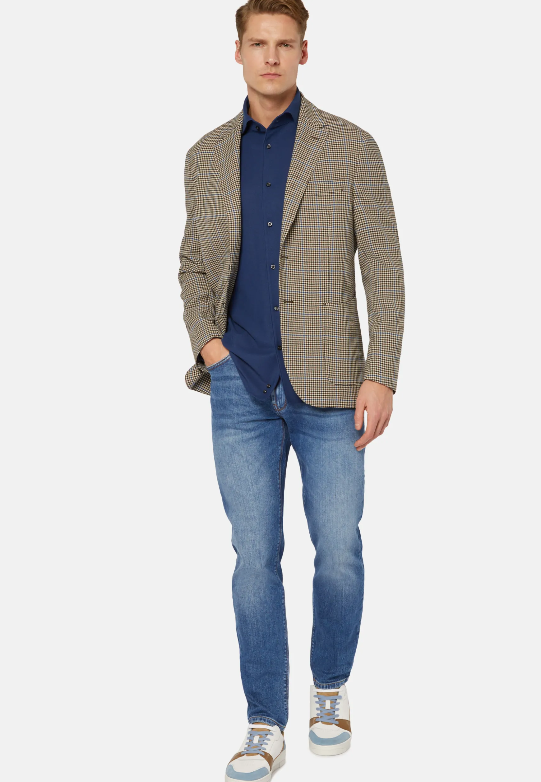 Houndstooth Jacket In Stretch Wool|Boggi Milano Online