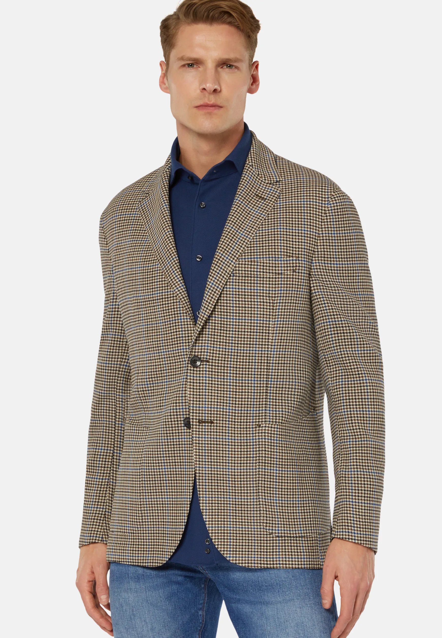 Houndstooth Jacket In Stretch Wool|Boggi Milano Online