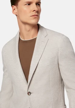 Beige Melange Linen/Cotton B Jersey Jacket|Boggi Milano Outlet