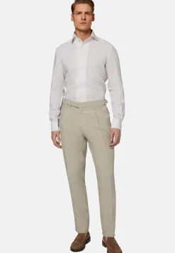 Beige Striped Regular Fit Linen Shirt|Boggi Milano Discount