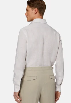 Beige Striped Regular Fit Linen Shirt|Boggi Milano Discount