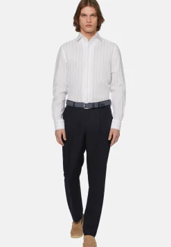 Beige Striped Regular Fit Linen Shirt|Boggi Milano Cheap
