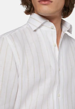 Beige Striped Regular Fit Linen Shirt|Boggi Milano Cheap