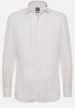 Beige Striped Regular Fit Linen Shirt|Boggi Milano Cheap