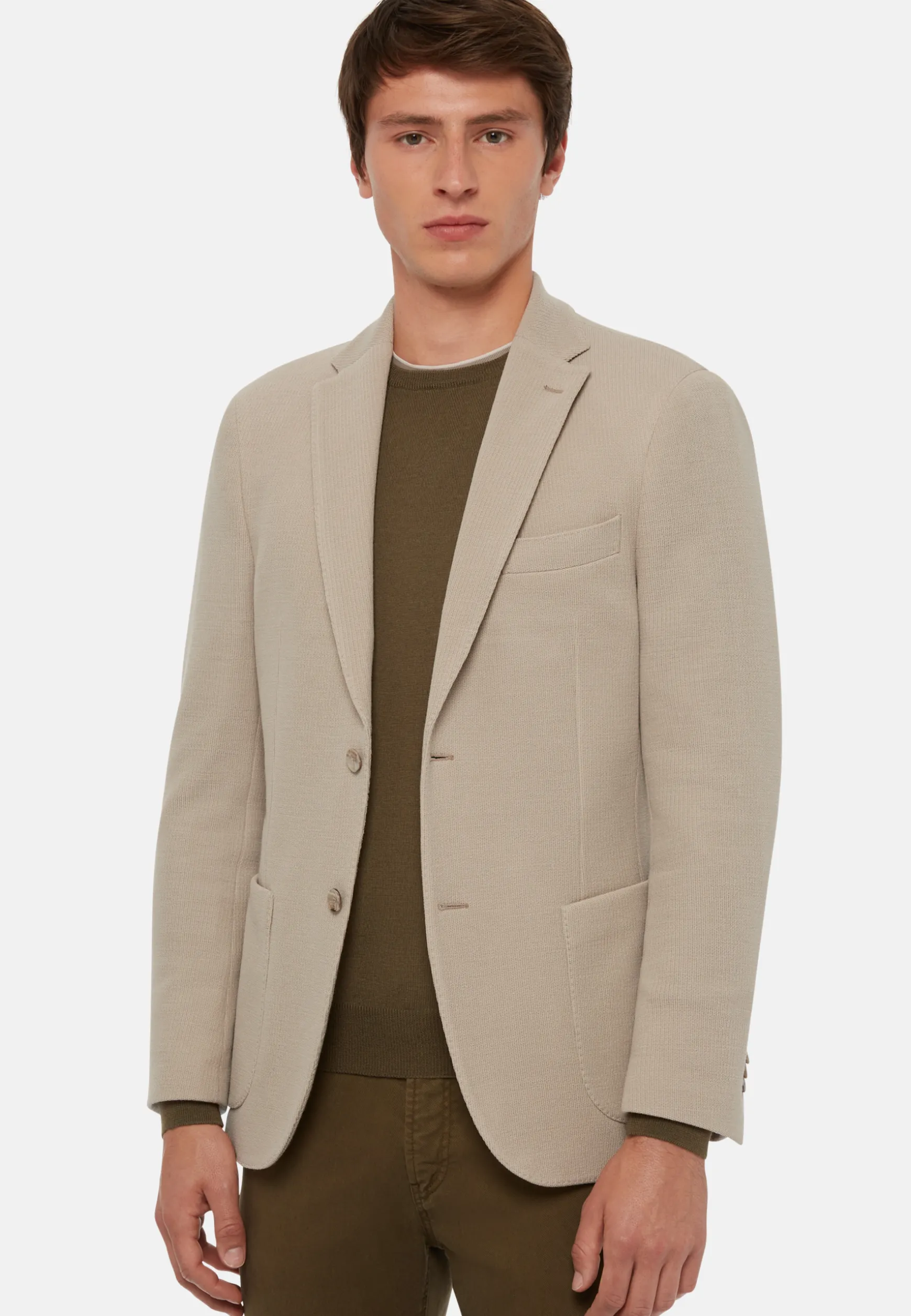 Textured Wool Jersey Jacket|Boggi Milano Hot