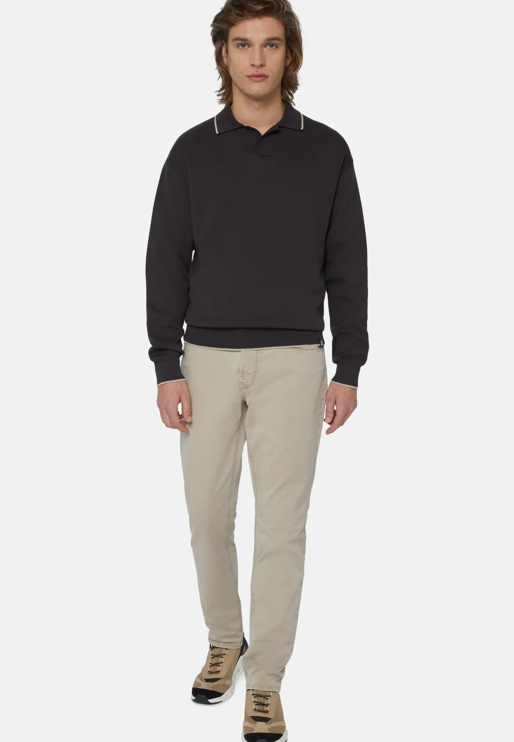 Cotton Open Neck Polo Jumper|Boggi Milano Hot