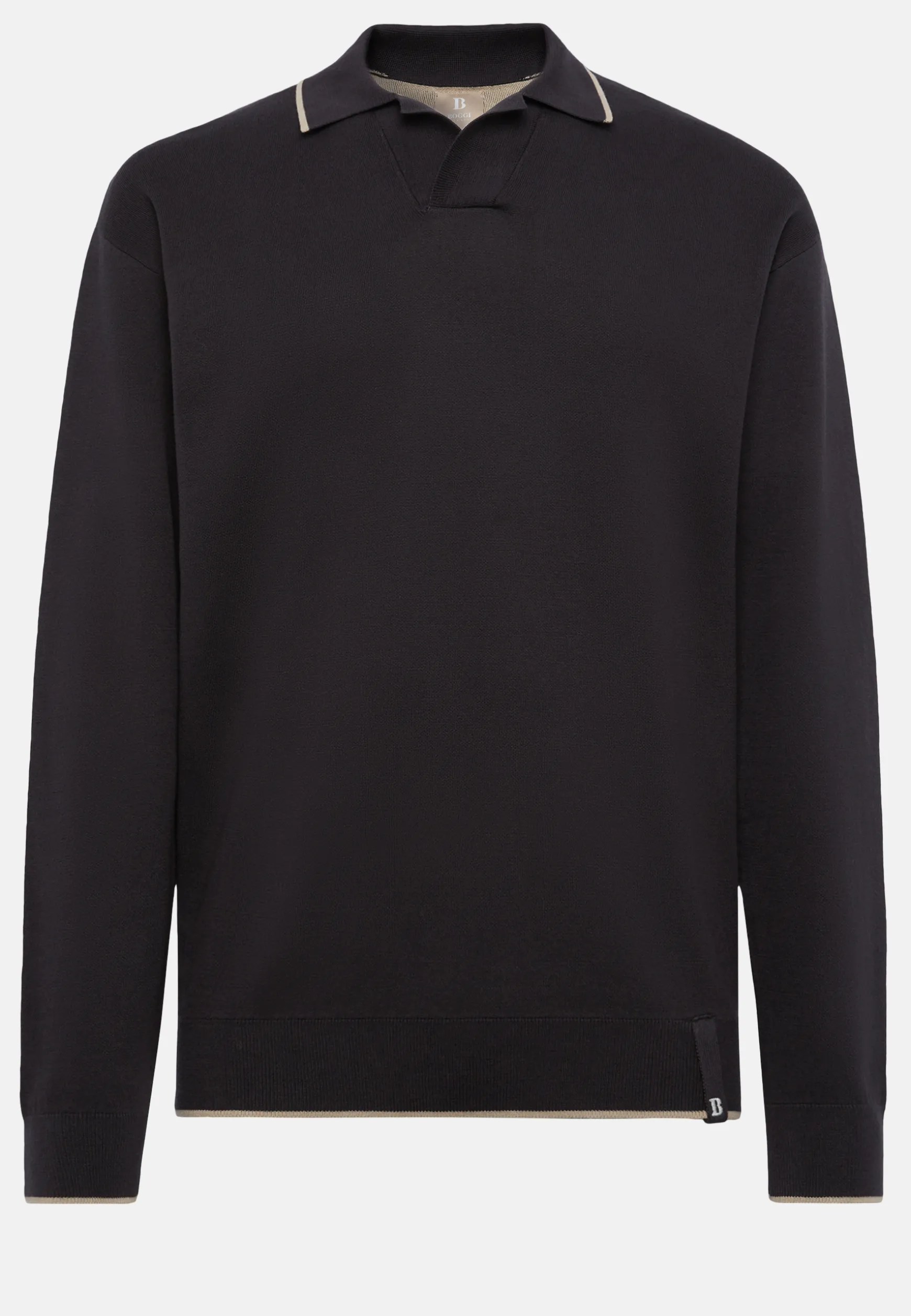 Cotton Open Neck Polo Jumper|Boggi Milano Hot