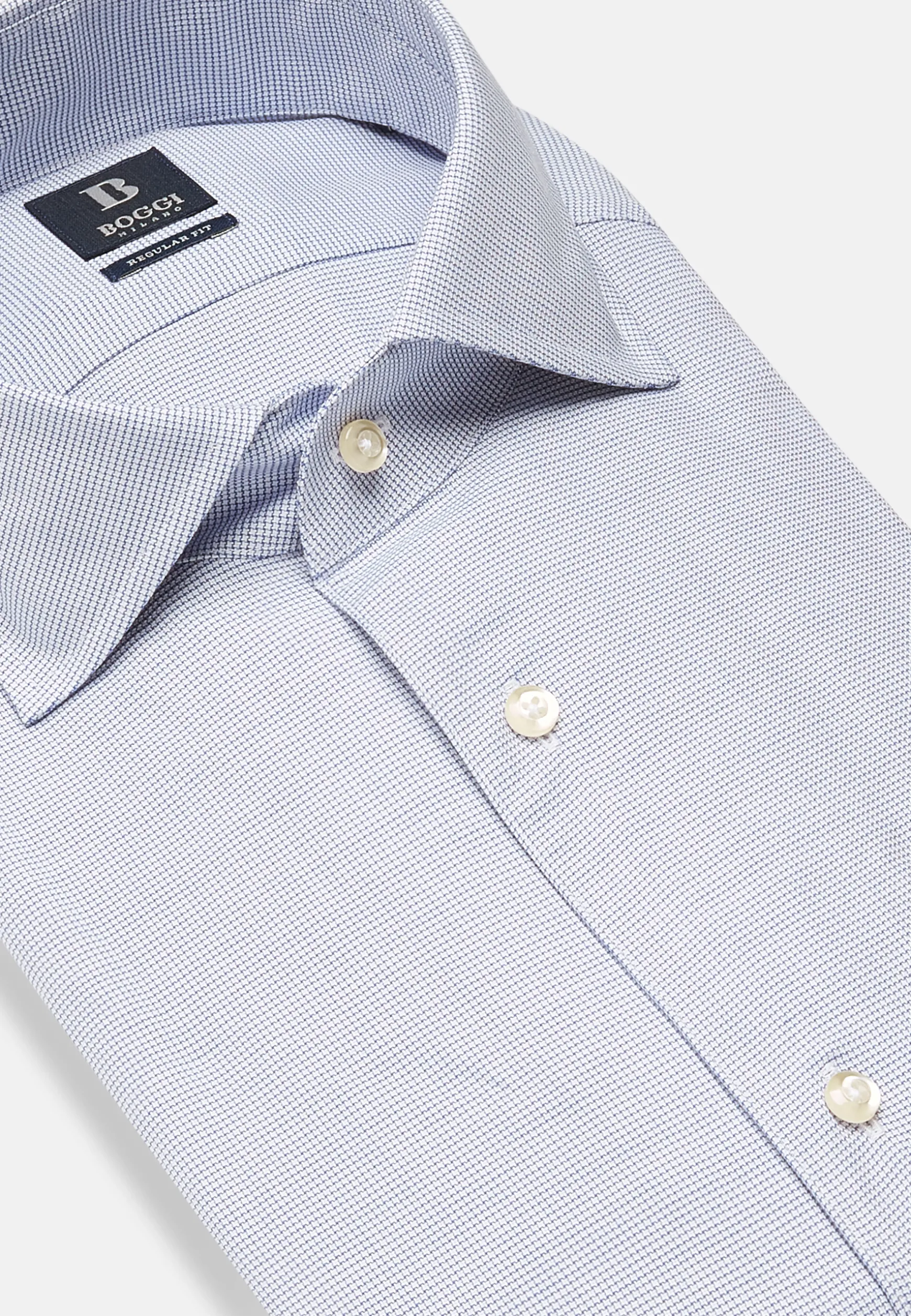 Houndstooth Oxford Cotton Shirt Regular Fit|Boggi Milano Sale