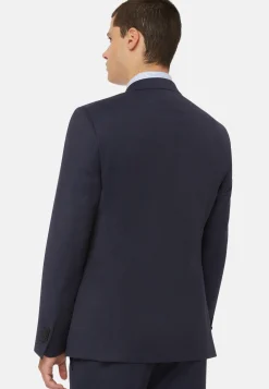 Blue Micro Textured Stretch Wool Suit|Boggi Milano Outlet