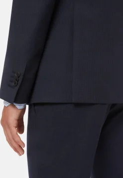 Blue Micro Textured Stretch Wool Suit|Boggi Milano Outlet