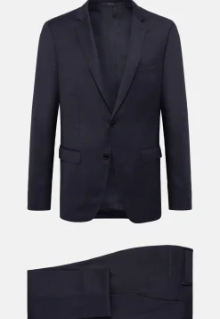Blue Micro Textured Stretch Wool Suit|Boggi Milano Outlet