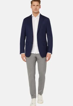 Blue Micro Textured Wool Jacket|Boggi Milano Best Sale