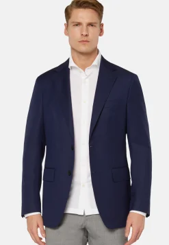 Blue Micro Textured Wool Jacket|Boggi Milano Best Sale