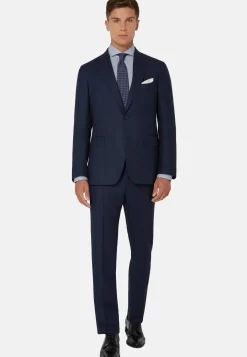 Blue Micro-Textured Suit In Super 130 Wool|Boggi Milano Sale