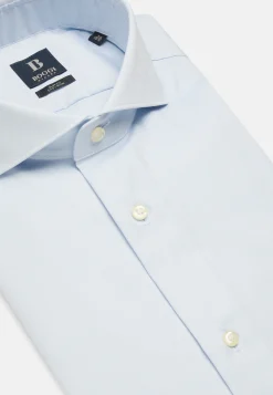 Blue pin point cotton slim fit shirt|Boggi Milano Discount