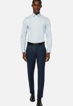 Blue Pin Point Cotton Slim Fit Shirt|Boggi Milano Clearance