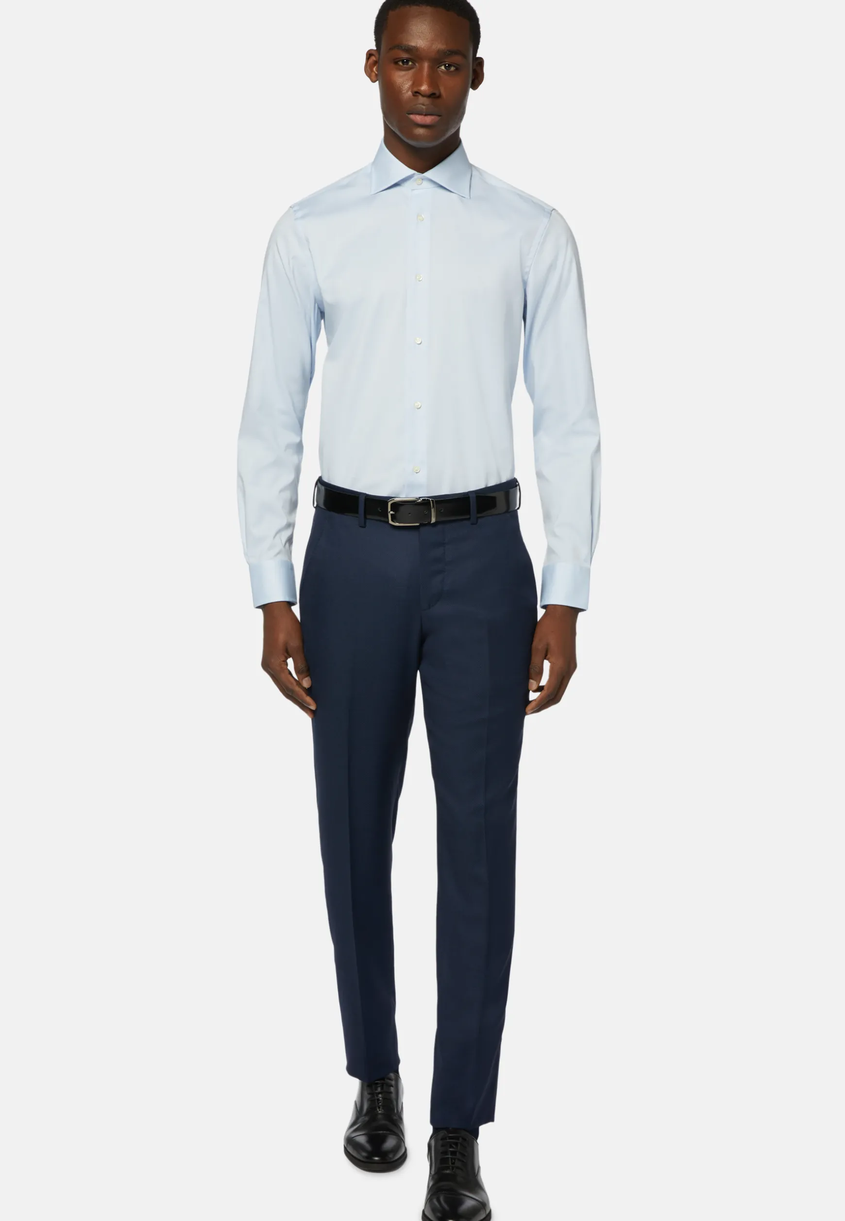Blue Pin Point Cotton Slim Fit Shirt|Boggi Milano Clearance