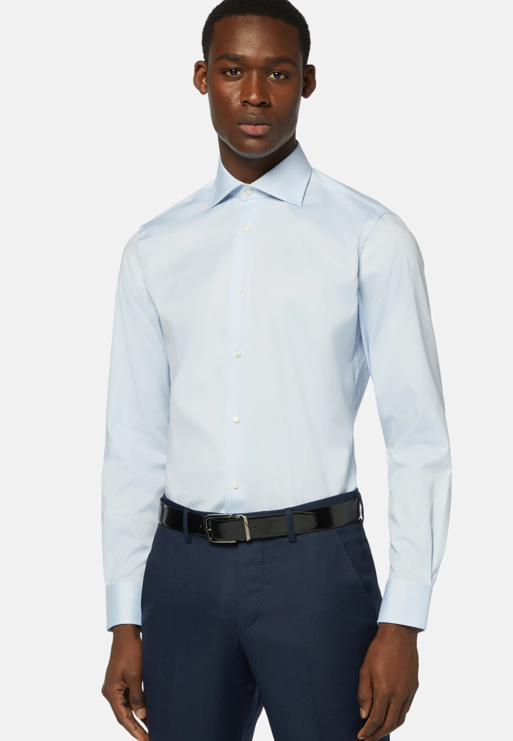 Blue Pin Point Cotton Slim Fit Shirt|Boggi Milano Clearance