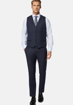 Blue Pinstripe Wool Waistcoat|Boggi Milano Discount