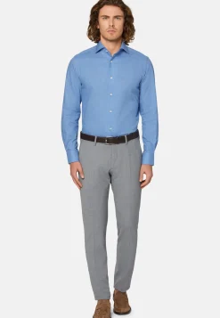 Blue Regular Fit Cotton Dobby Shirt|Boggi Milano Fashion