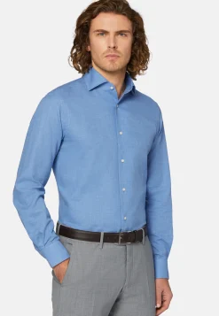 Blue Regular Fit Cotton Dobby Shirt|Boggi Milano Fashion