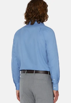 Blue Regular Fit Cotton Dobby Shirt|Boggi Milano Fashion