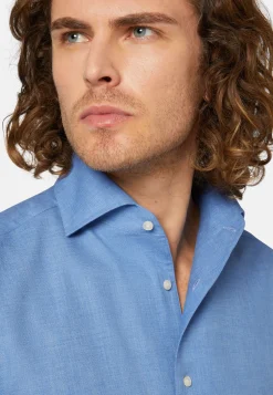 Blue Regular Fit Cotton Dobby Shirt|Boggi Milano Fashion