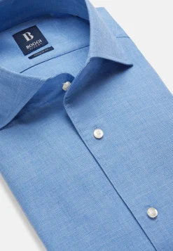 Blue Regular Fit Cotton Dobby Shirt|Boggi Milano Fashion