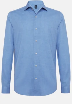 Blue Regular Fit Cotton Dobby Shirt|Boggi Milano Fashion