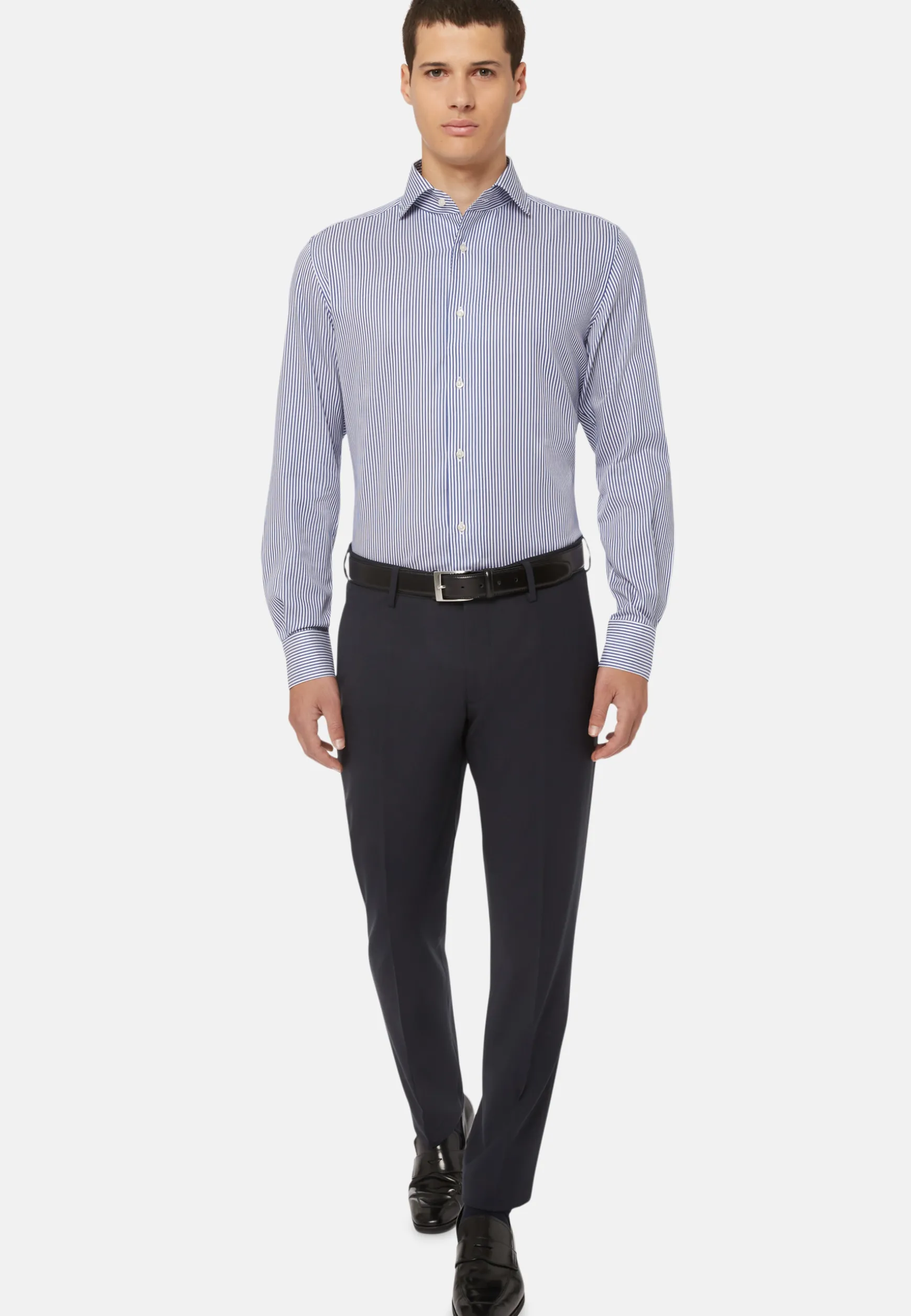 Striped Cotton Dobby Shirt Regular Fit|Boggi Milano Best