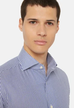 Striped Cotton Dobby Shirt Regular Fit|Boggi Milano Best