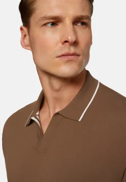 Cotton Crepe Knit Polo Shirt|Boggi Milano Online