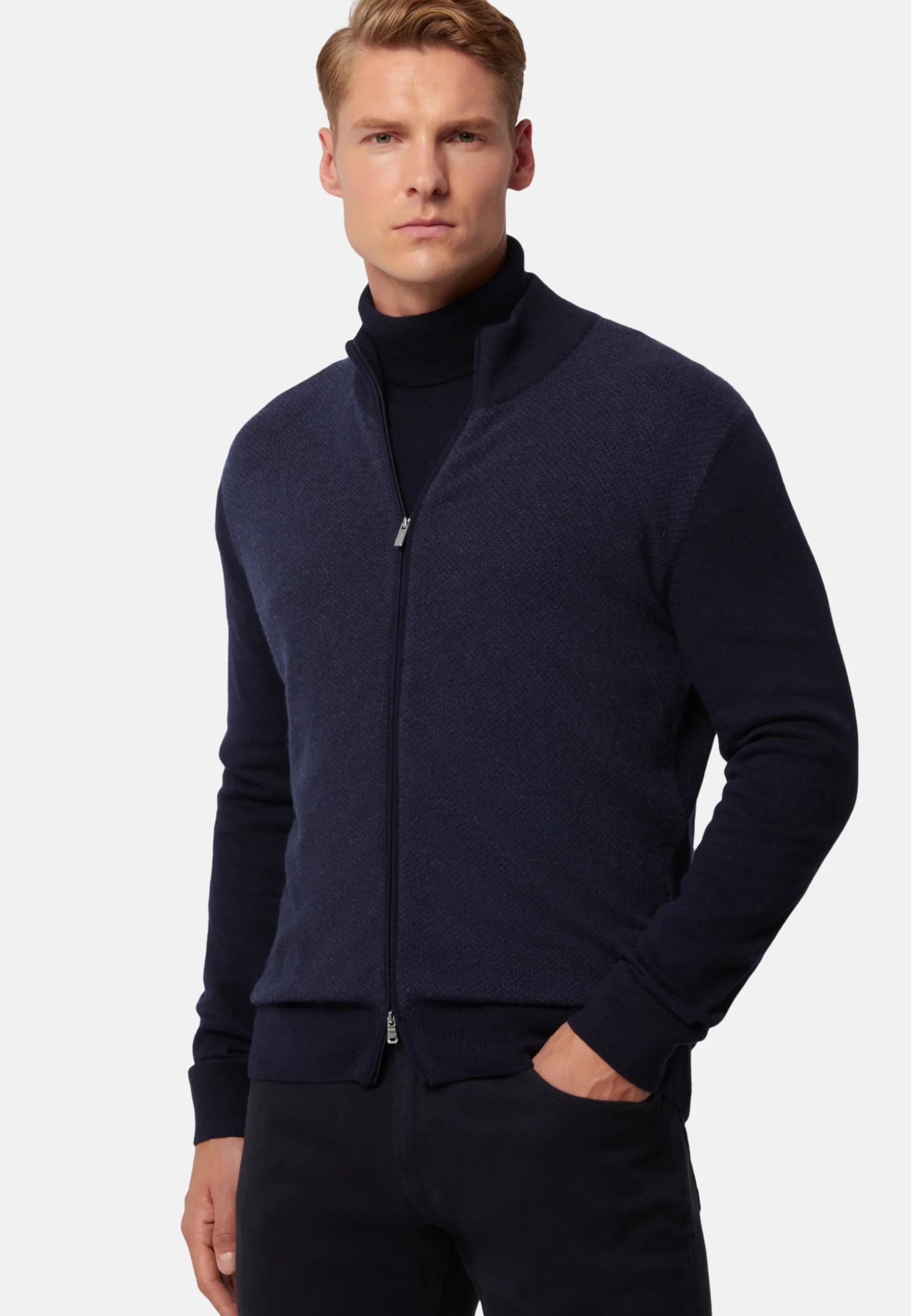 Cashmere Blend Full Zip Sweater|Boggi Milano Flash Sale