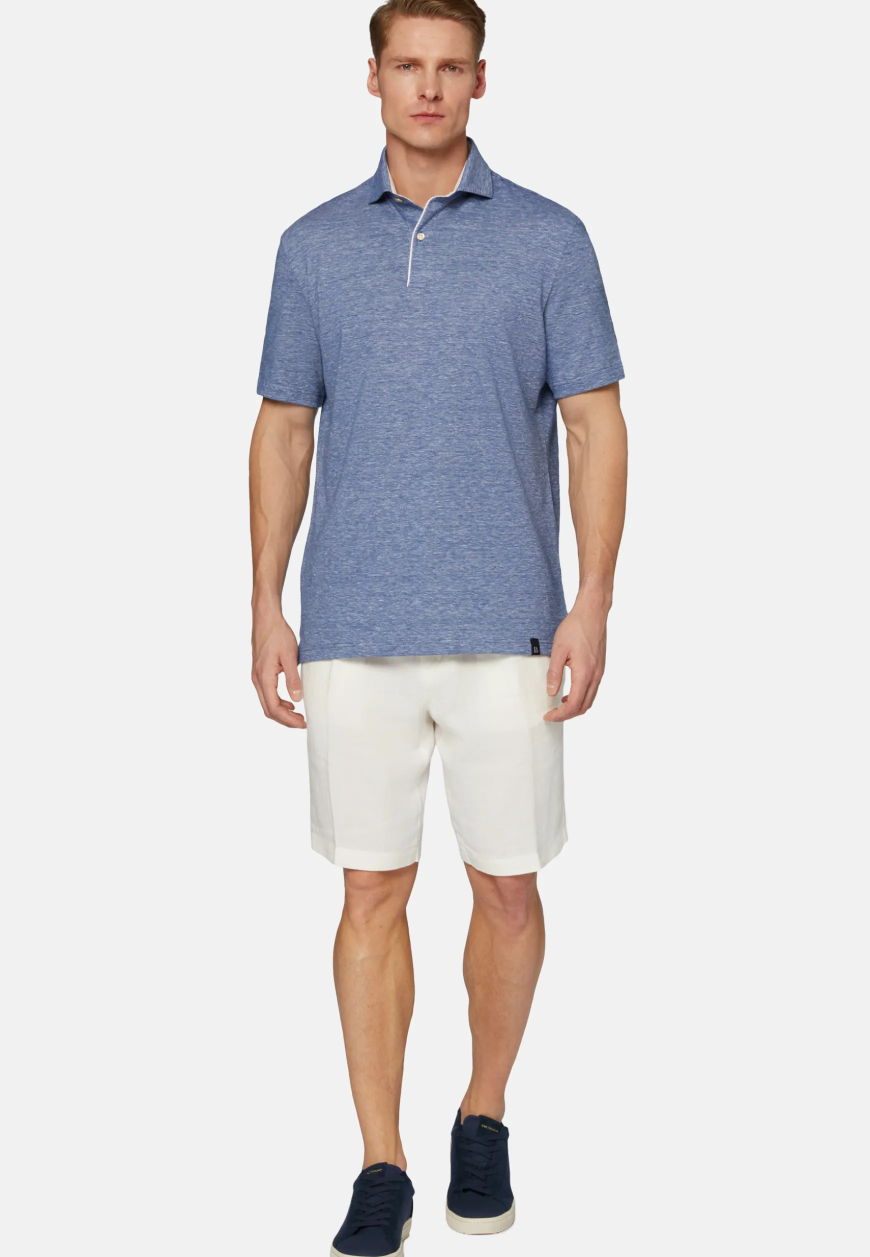 Cotton/Linen Piqué Polo Shirt|Boggi Milano Clearance
