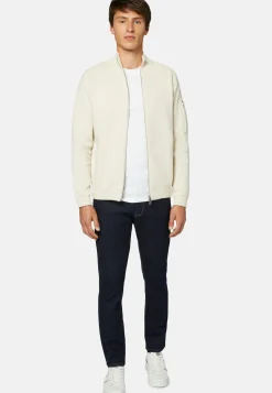 Cream Full Zip Sweatshirt in Technical Cotton|Boggi Milano Online