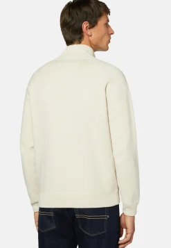 Cream Full Zip Sweatshirt in Technical Cotton|Boggi Milano Online