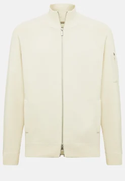 Cream Full Zip Sweatshirt in Technical Cotton|Boggi Milano Online