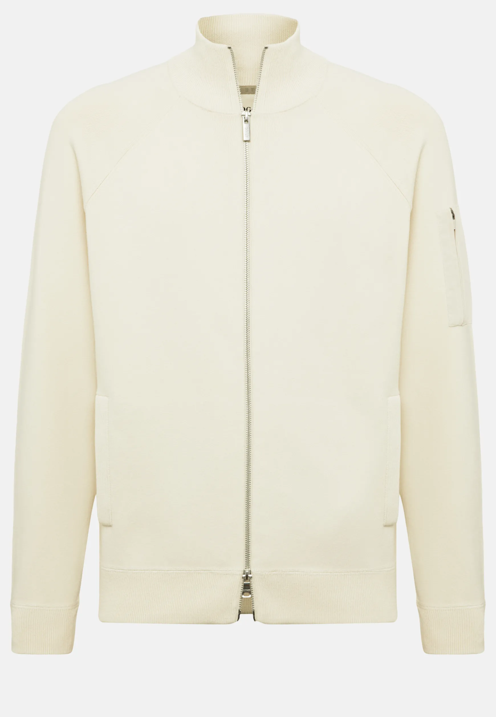 Cream Full Zip Sweatshirt in Technical Cotton|Boggi Milano Online