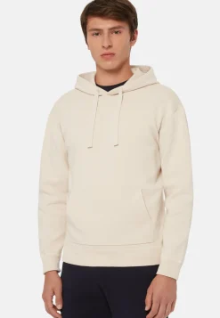 Cream Hoodie in Technical Cotton Jersey Fleece|Boggi Milano Flash Sale