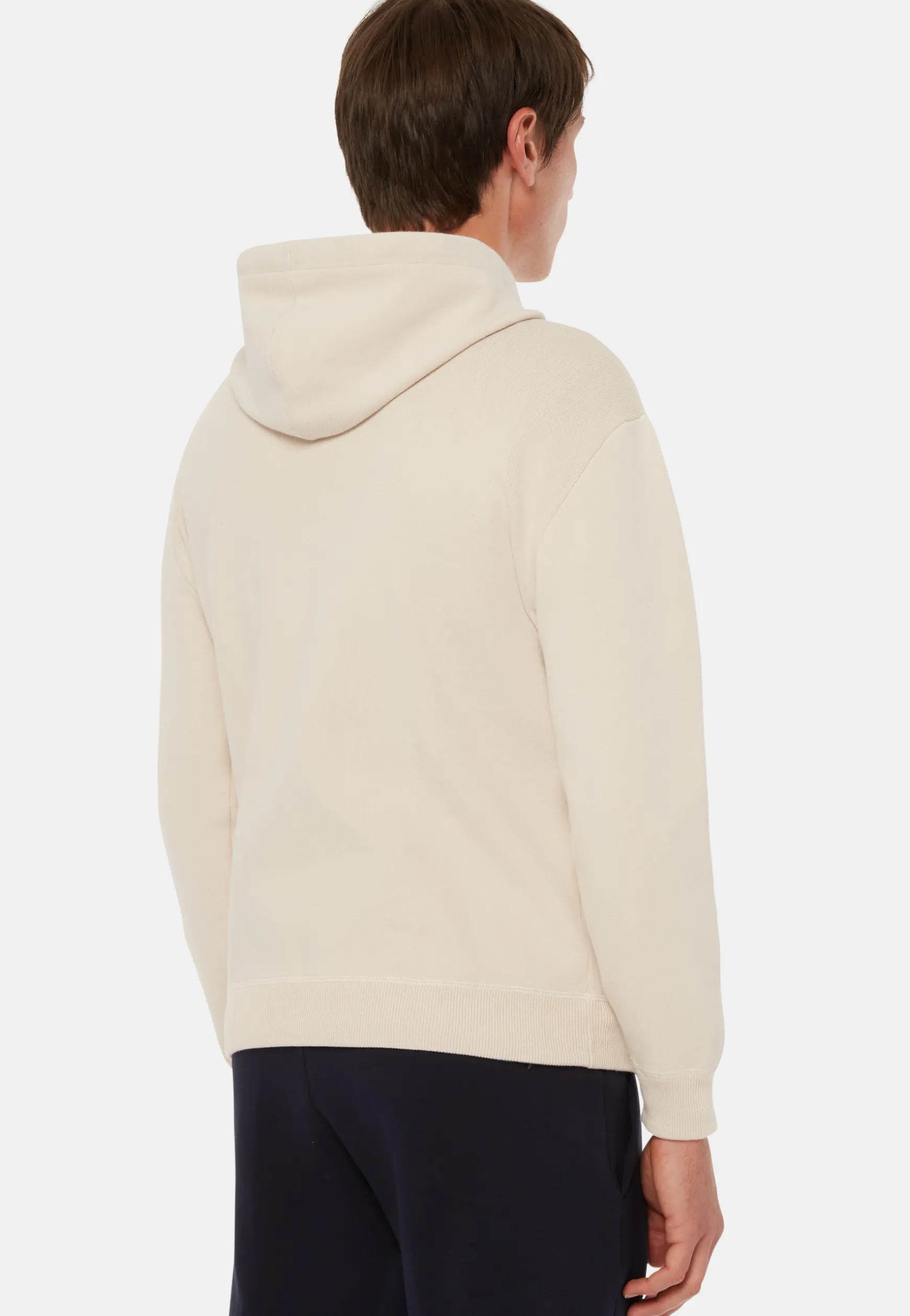 Cream Hoodie in Technical Cotton Jersey Fleece|Boggi Milano Flash Sale